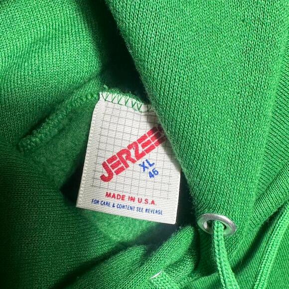 Vintage 90s Jerzees Blank Solid Green Hoodie Mens XL Basic Essentials Sweatshirt - Picture 3 of 3